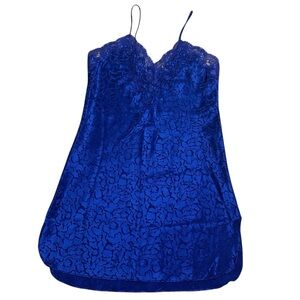 Lord & Taylor Royal Blue Floral Lace Lingerie Sexy Mini Slip Dress Size Small